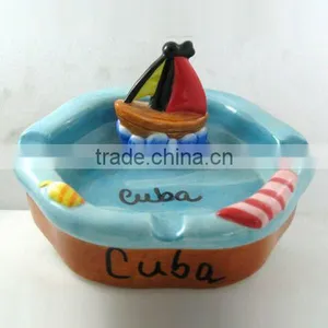 2010 Hand-painted Ceramic Ashtray -Ship thumbnail-1