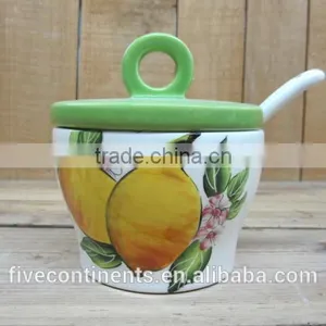 Ceramic Sugar and Coffee Canister With Spoon by Manufacturer thumbnail-1