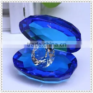 Ocean Blue Crystal Shell With Small Diamonds For Decoration & Gift thumbnail-1