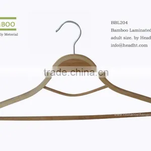 Laminated Flat Bamboo Hanger With Hanging Bar, HH Brand Adult Size Hanger Cheap Bamboo Hanger thumbnail-1