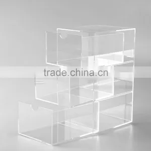 Makeup Display Organiser Box Acrylic Cosmetic Lipstick Brush Holder With 3 Drawers thumbnail-4