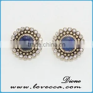 Wholesale Fashion Jewelry Crystal Around Gemstones Charms Brass Stud Earring Jewelry Supplies thumbnail-1