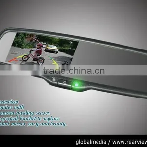 GERMID 4.3 Inch Digital Mirror Monitor With Compass and Temperature Display and 2 Video Inputs Car Rear View Mirror thumbnail-5