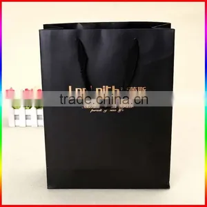 High Quality Matt Black Paper Bag Package With Gold Foil Printing thumbnail-2