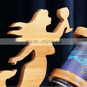 WR005/100% Bamboo Material Hot Sale Mermaid Shaped Folding Bamboo Red Wine Rack thumbnail-4