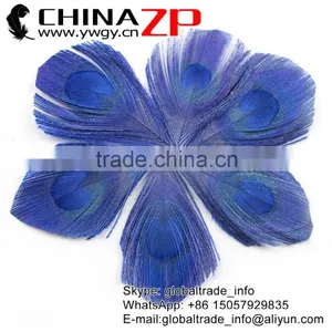 Gold Supplier ZPDECOR Bulk Sale Top Dyed Royal Blue Trimmed Peacock Feathers Eyes for Decoration thumbnail-1