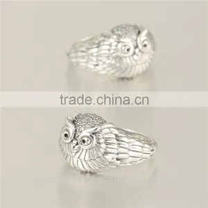 Animal Owl Shaped Fancy Bulk Custom Men'S Sterling Silver Rings thumbnail-3