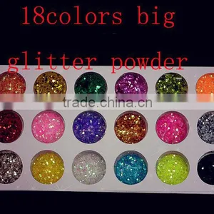 H1-009 18COLOURS BIG GLITTER POWDER ,3G Nail Art Fine Powder thumbnail-1