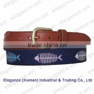 The Bonefish Needlepoint Belts With Genuine Leather in Monogram Dark thumbnail-1