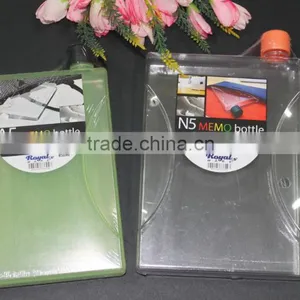 A5 850ml Flat Transparent Memo Plastic Water Bottle, N5 1000ml Flat Transparent Memo Water Bottle thumbnail-1