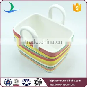 Hand Painted Rainbow Ceramic Frog Basket KitchenWare thumbnail-3