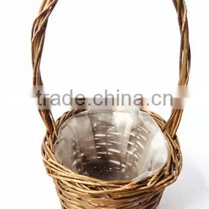 Hotsale Grey Wicker Plastic Lined Plant Basket Wicker Baskets for Flower Plants thumbnail-1