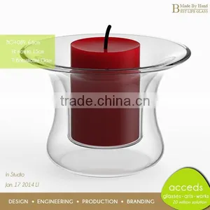 Hand Blown Custom Candle Holder / Tea Light Holder Glass Vase thumbnail-2