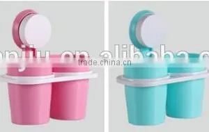 Sucker Hanging Plastic Two Cup Toothbrush Holder thumbnail-5