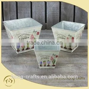 2016 Lavender Design Paper Decal Metal Square Flower Pot for Garden thumbnail-1