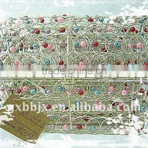 Silver Colourful Pearl Wire Storage Box With Lid thumbnail-1