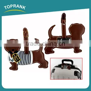 Toprank New Product Cute Cartoon Dog Shaped PU Leather Luggage Tag Personalized Airplane Travel Baggage Luggage Tag thumbnail-1
