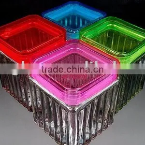 Mini Square Glass Jar With Colorful Plastic Lid/glass Canister thumbnail-1