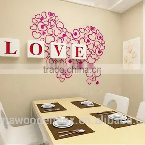 2015 Factorymade Wholesale Love Shape Wooden Wall Stickers thumbnail-2