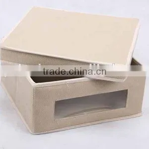 Rectangular Linen and Canvas Box With Cover/storage Box thumbnail-3