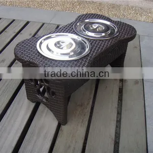 Stainless Steel Rattan/Wicker Dog Bowl thumbnail-2