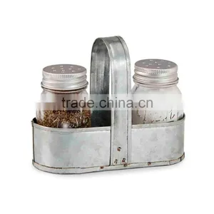 Set of 3 Galvenized Metal Serving Tray thumbnail-3