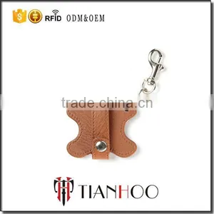TIANHOO Genuine Leather Key Chain Holder/Wrap Winder for Earphone thumbnail-5