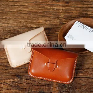 China Leather Products OEM/ODM Accepted Handmade Leather Name Card Holder Leather Coin Purse thumbnail-1