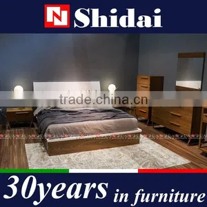 2016 NEW Walnut Color White Headboard Wood Double Bed Designs With Box Storage B-825L thumbnail-3