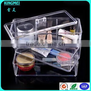 Mini Clear Acrylic Makeup Rectangle Storage Box With Lid thumbnail-1