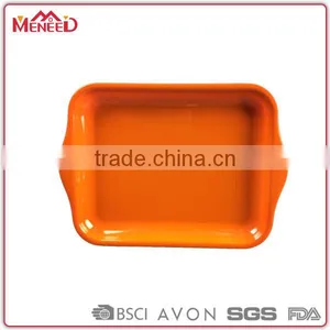 Solid Color Melamine Handled Trays, Cheap 9inch Lunch School Tray thumbnail-1