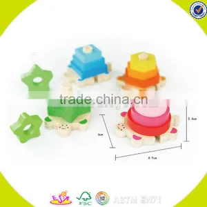 Wholesale Colorful Kids Stacking Wooden Geometric Blocks Educational Children Wooden Geometric Blocks Game W13E064 thumbnail-4