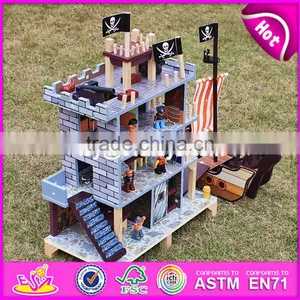 В 2017 году новый дизайн деревянного пиратского домика для мальчиков, для имитационного игры, с пиратским кораблем W06A162 thumbnail-2