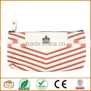 Canvas Navy Style Pen Pencil Case Cellphone Coin Cosmetic Makeup Bag Pouch Purse,Orange thumbnail-1