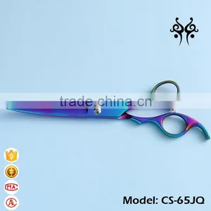 CS-65JQ 6.5inch Rainbow Color Downward Curved Ergonomic Handle Pet Grooming Professional Hair Cutting Scissors thumbnail-1