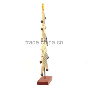 2017 New Design Mini Table Xmas Tree Decoration Carving Wood Artificial Christmas Tree With Bells thumbnail-2