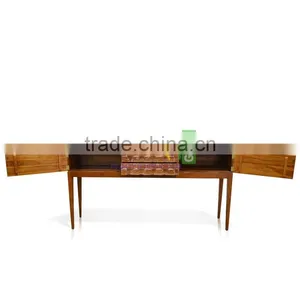 Furniture Console Table Art Deco Style Teak Wood White Wash Color thumbnail-3