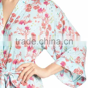 Satin Floral Robes Women Fashion Long Sleeve Floral Print Robes for Ladies Pajamas Sleepwear Wholesale Bridesmaid Robes thumbnail-5