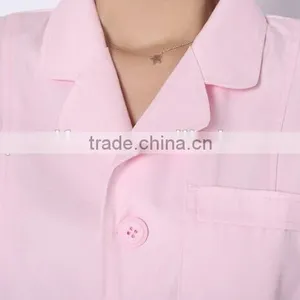 Cutomized Pink 100%cotton Nurse Uniform Long Sleeve Overcoat thumbnail-2