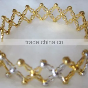 Lattice Design Magic Flexible Ring Convertible BRACELET Gold TWO Tone thumbnail-4