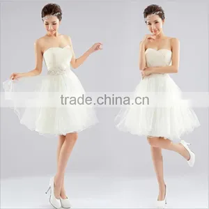 2017 Bridesmaid Short Dress Paragraph Shoulder Halter Sweet Dress Bride Lace Drilling Shoulder Wedding Dress thumbnail-4