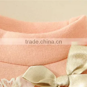 Factory In-stock Supply Solid Colors Undershirts Long Sleeves Girl Undershirt Floral Appliqued Girls Cotton Eco-friendly Clothes thumbnail-3