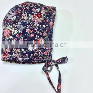 Reversible Baby Bonnet Flower Plain Pattern Lace Fanric Spring Baby Hat thumbnail-1