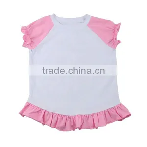 Wholesale Children's Boutique Clothing Wpink Ruffle Summer Baby t Shirts Girl Tops thumbnail-1