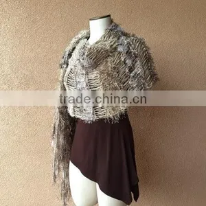 Blanket Scarf Style of Warm Shawl, Large Shawl, Beige Shawl Hand Knit for Women With Black, Ivory Off White, Taupe Shawl, Fring thumbnail-4
