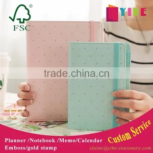 2017 Fashion Macaroon Candy Color A5./A6 PU Cover Planner With Clasp Button /elastic Band ,loose Leaf Organzier Agenda With Logo thumbnail-1