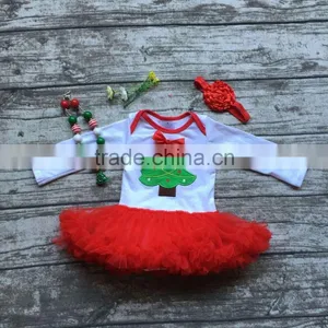 Baby Girls Christmas Tutu Romper Infant Baby Girls Christmas Tree Cotton Rompers With Red Chiffon Tutu With Accessories thumbnail-1