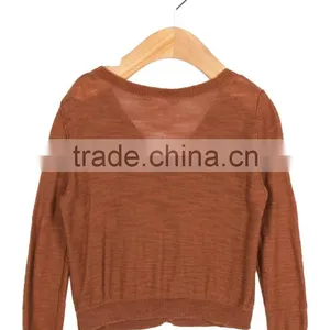 High Quality Brown Color Button Closured Baby Girl Wool Cardigan thumbnail-2