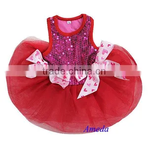 Valentine's Day Red Hot Pink Bling Hearts Bow Dogs Party Dress XS - L thumbnail-1