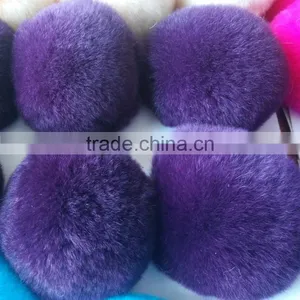 SJ748-01 8CM Colorful Rex Rabbit Fur Ball Wholesale Fur Pom Pom thumbnail-4